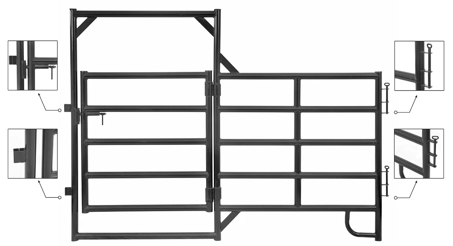 5' x 10' Heavy Duty Corral Panel w/Gate No.2026