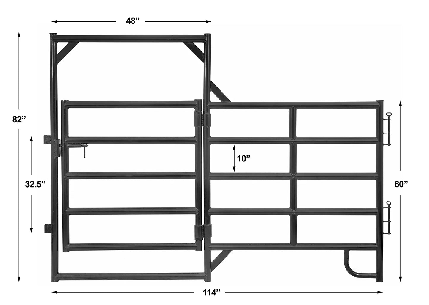 5' x 10' Heavy Duty Corral Panel w/Gate No.2026